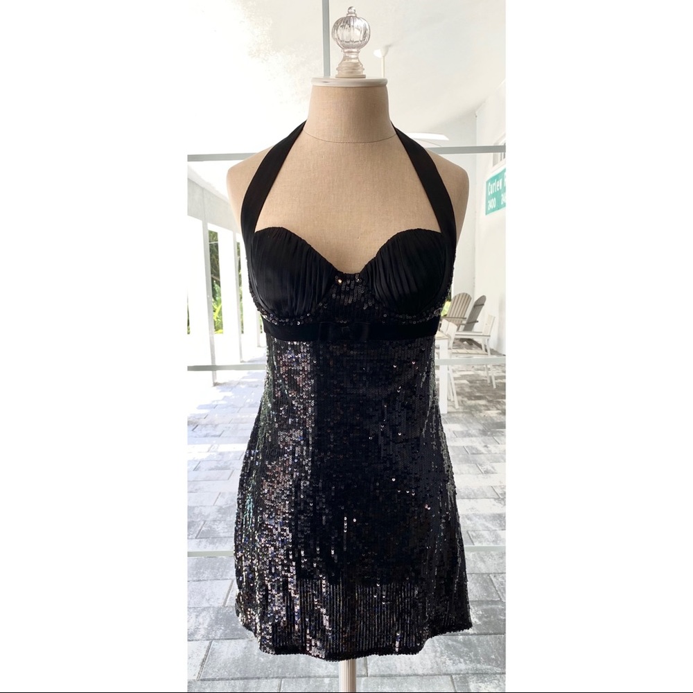 Marciano Padded Sequin Cocktail Dress